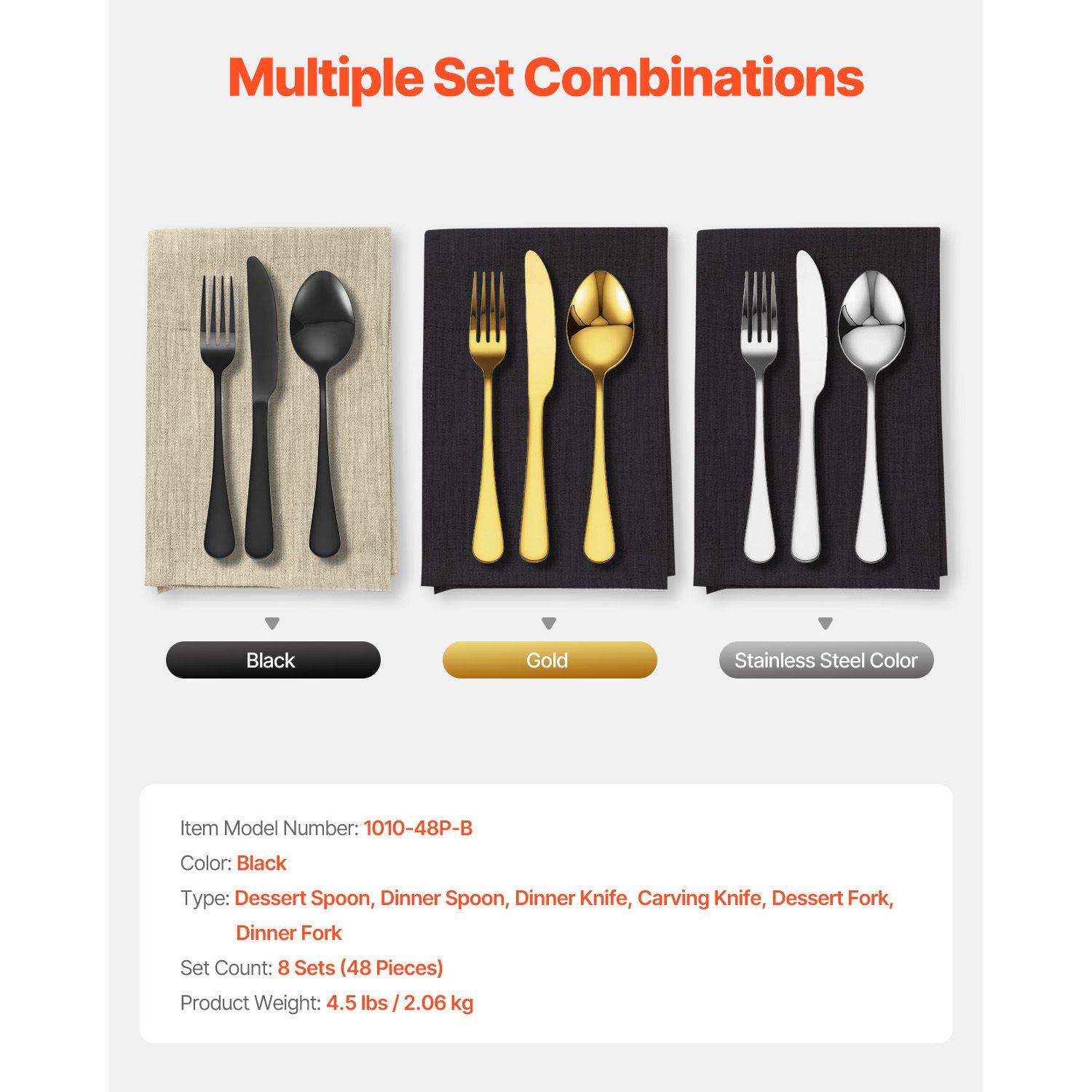 48-Piece Stainless Steel Flatware Set for 8 – Premium Silverware Collection - Image 7