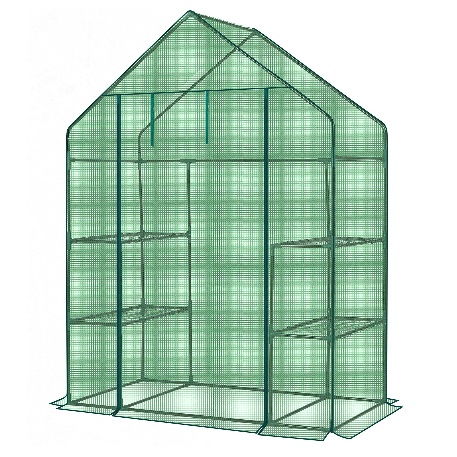56" Mini Walk-In Greenhouse with 4 Shelves, PE Cover & Zippered Roll-Up Door, Portable Indoor/Outdoor Plant Growing Tent - Image 19