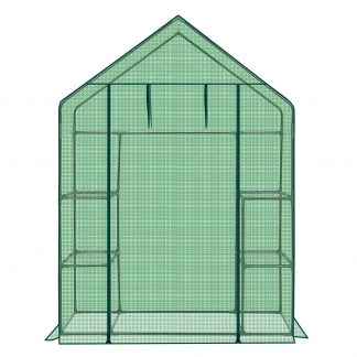 Mini Walk-in Greenhouse with PE Cover, 4-Shelf Indoor Outdoor Plant Gardening Green House for Garden Backyard, 56" x 29" x 77", Green