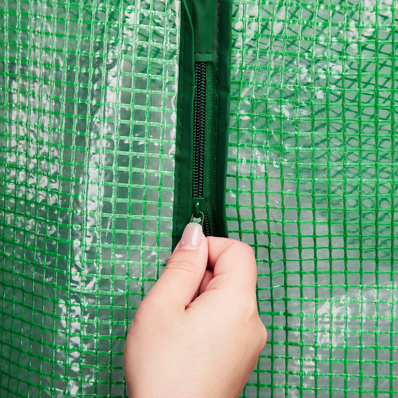 56" Mini Walk-In Greenhouse with 4 Shelves, PE Cover & Zippered Roll-Up Door, Portable Indoor/Outdoor Plant Growing Tent - Image 7