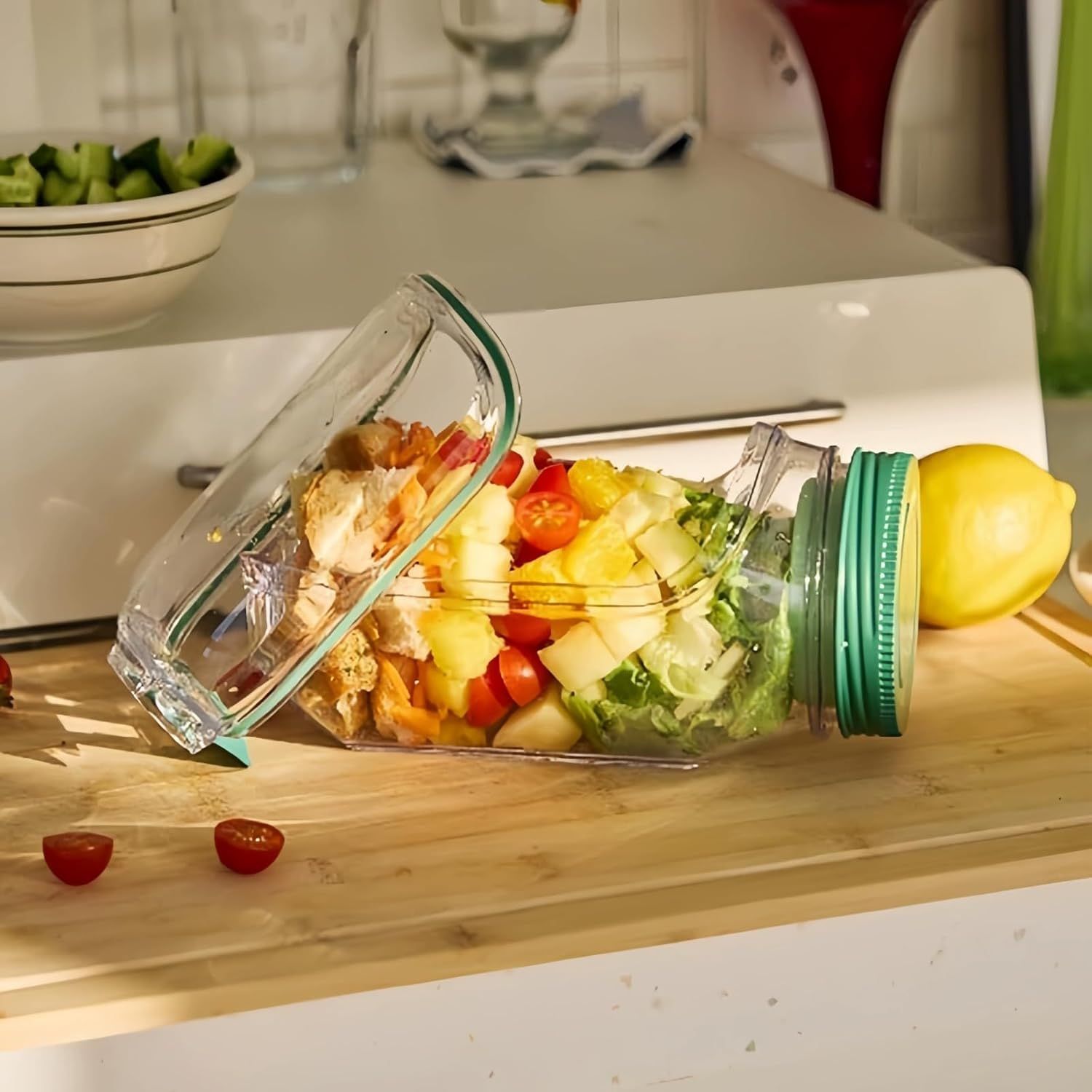 2-Pack Leakproof Salad Containers with Dressing Cups & Sporks – Portable Meal Prep Jars - Image 24