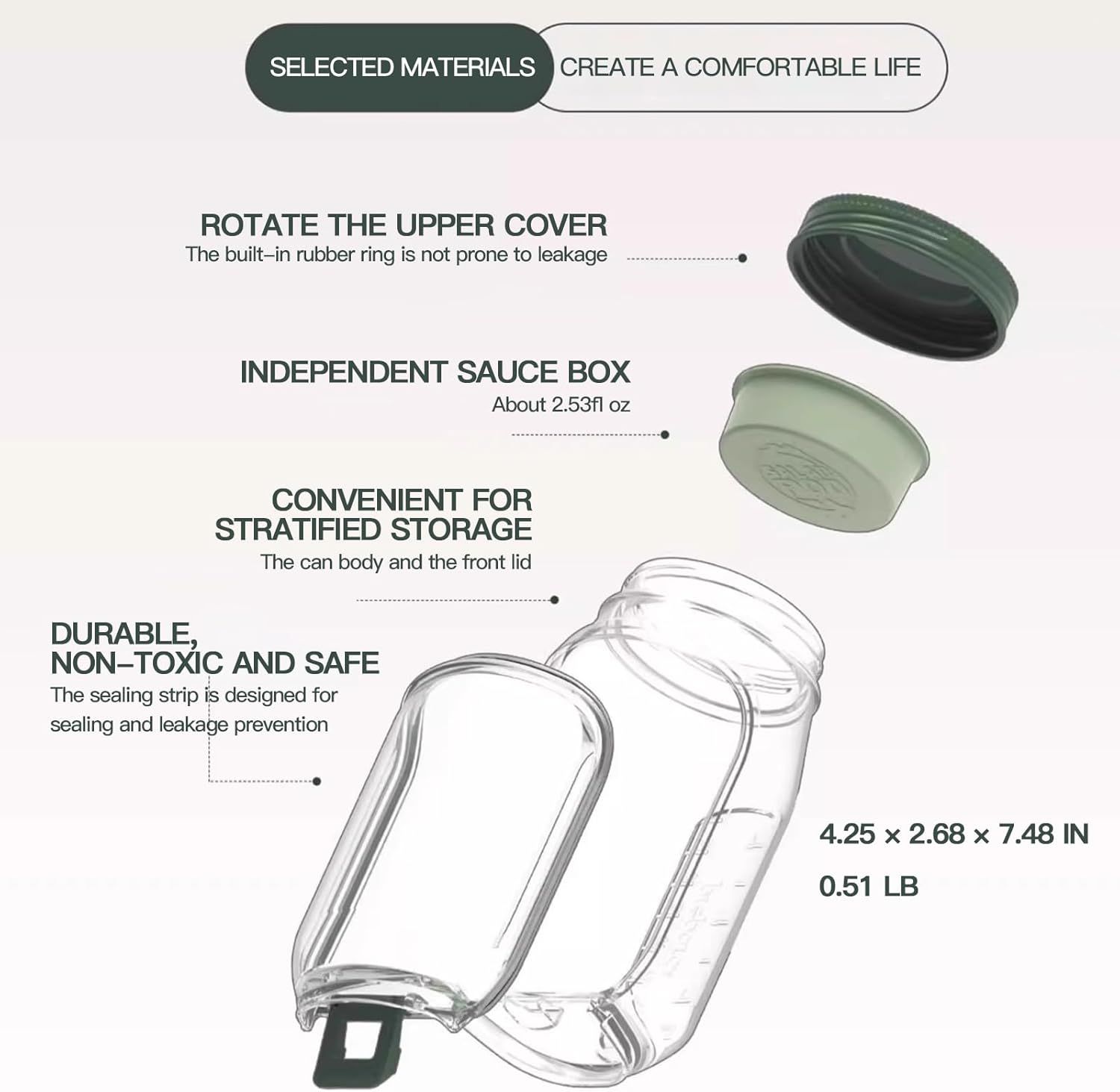 2-Pack Leakproof Salad Containers with Dressing Cups & Sporks – Portable Meal Prep Jars - Image 2
