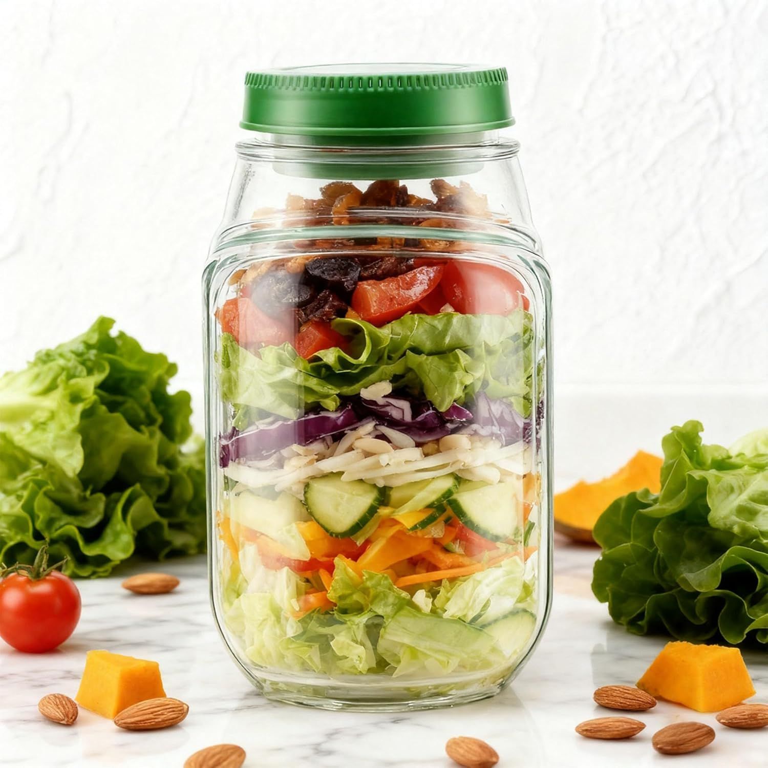 2-Pack Leakproof Salad Containers with Dressing Cups & Sporks – Portable Meal Prep Jars - Image 10