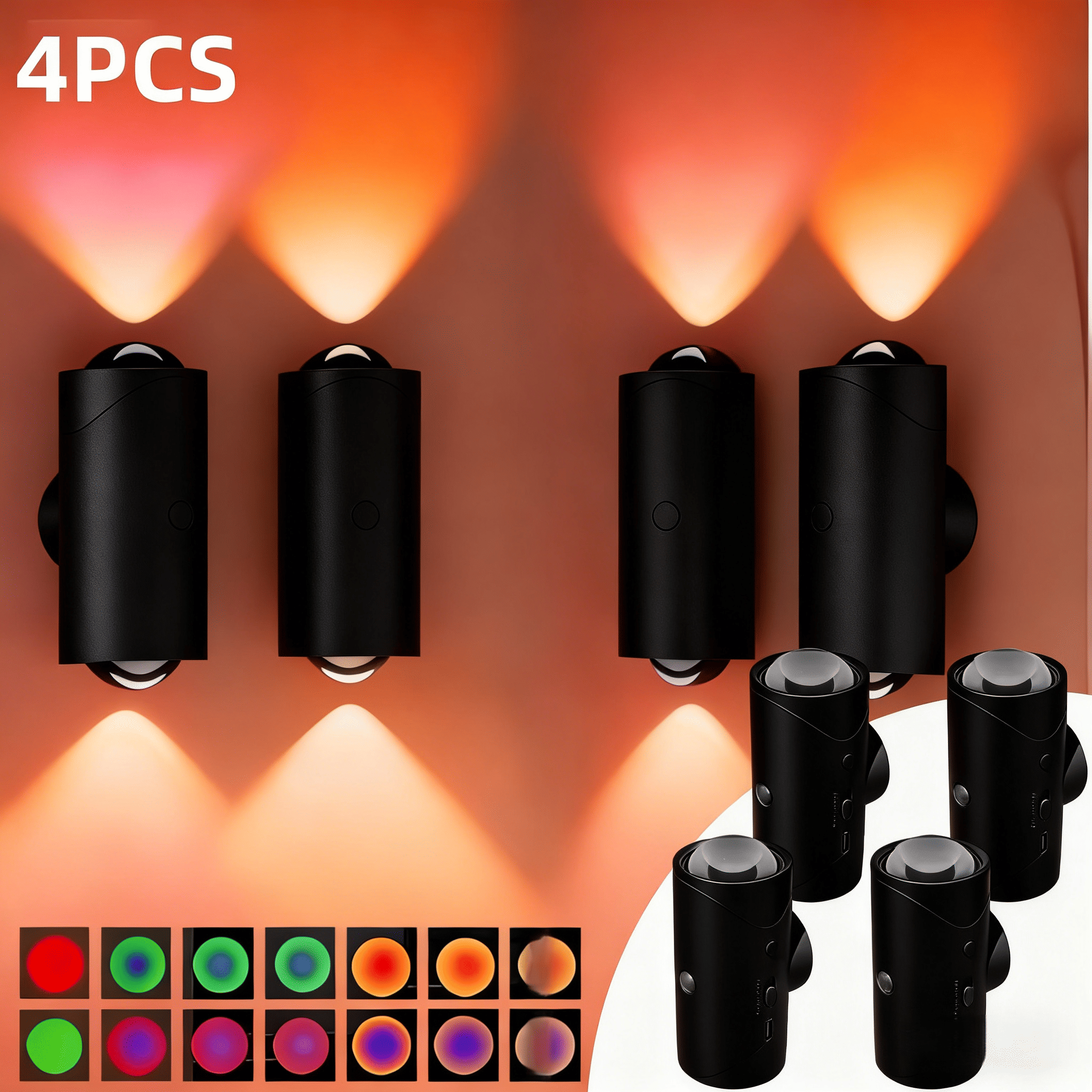 4-Pack Rechargeable Motion Sensor Night Lights with Magnetic Mount & RGB Color Modes - Image 28