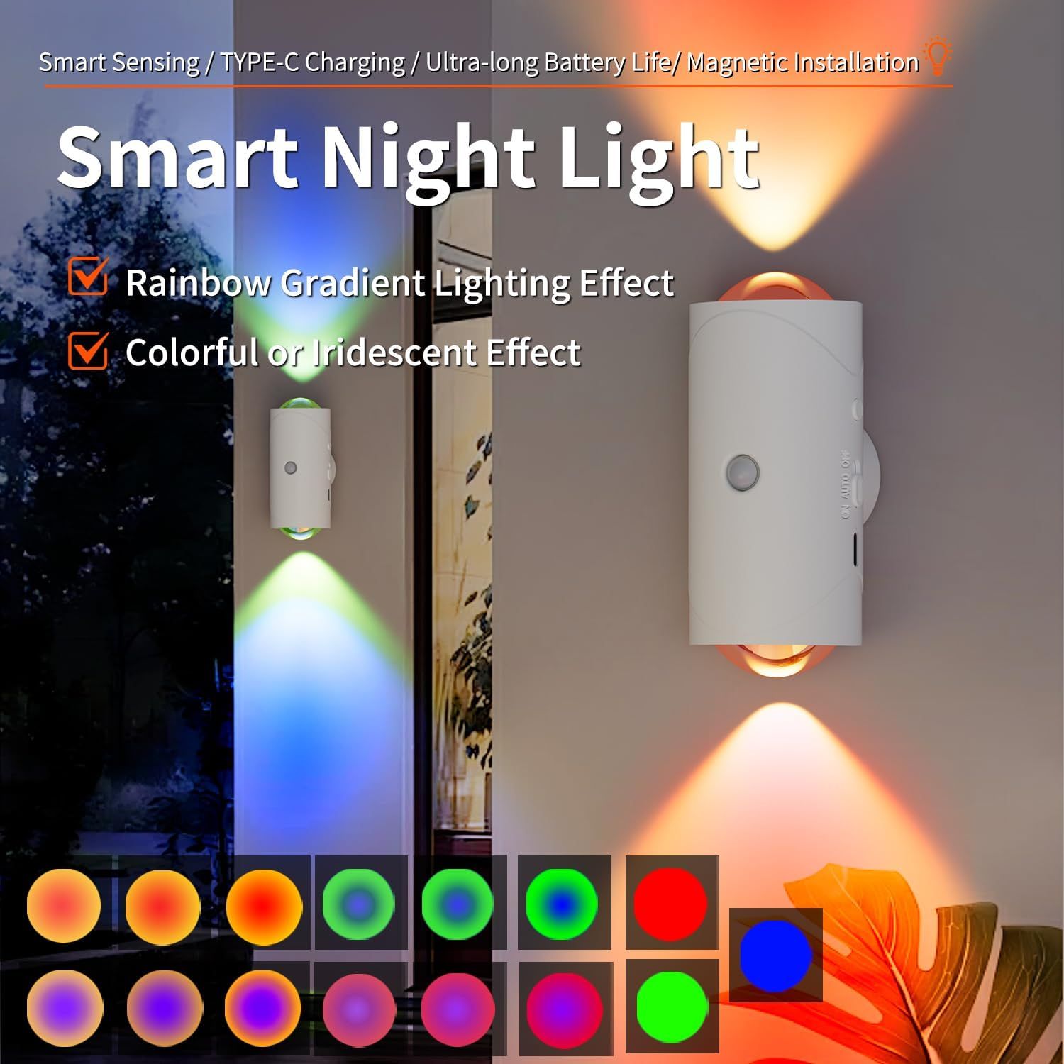 4-Pack Rechargeable Motion Sensor Night Lights with Magnetic Mount & RGB Color Modes - Image 25