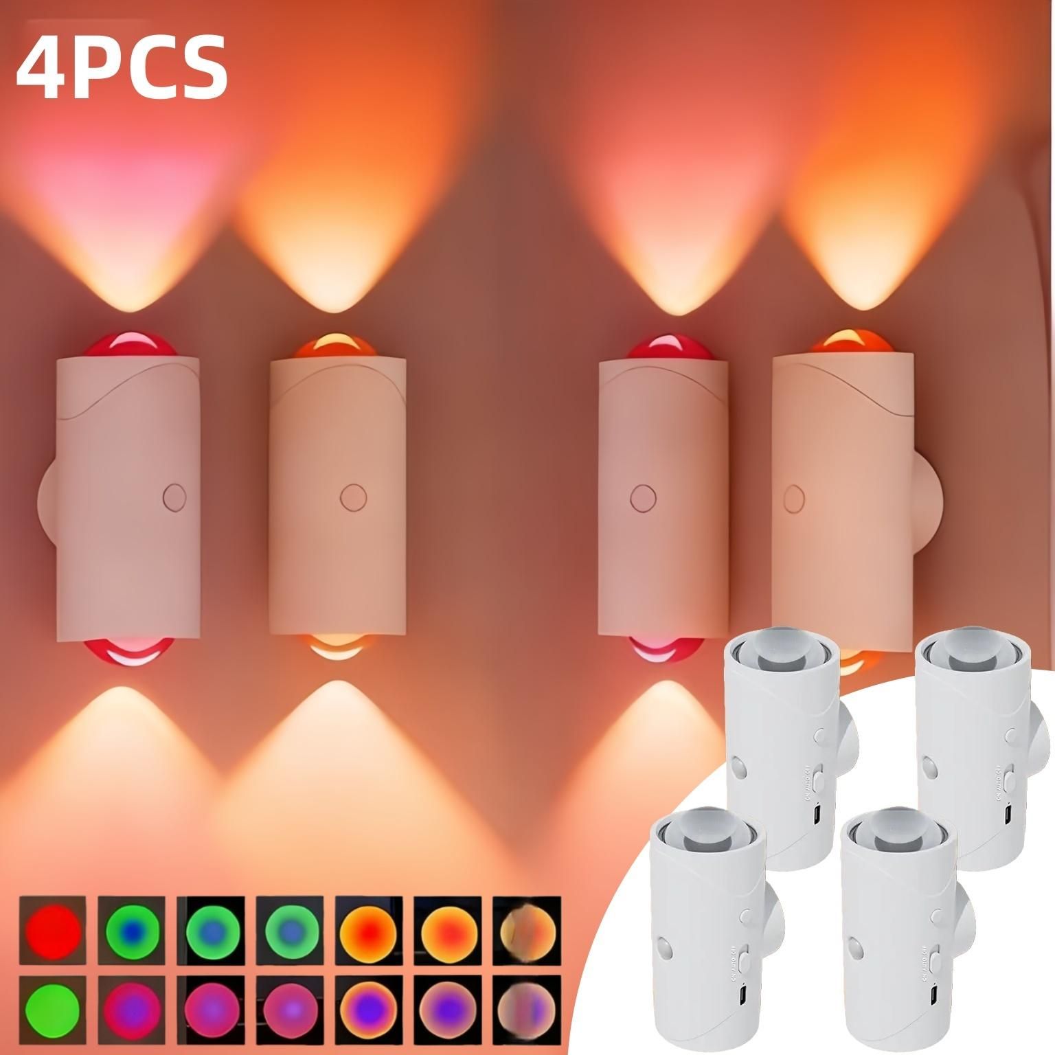 4-Pack Rechargeable Motion Sensor Night Lights with Magnetic Mount & RGB Color Modes - Image 10