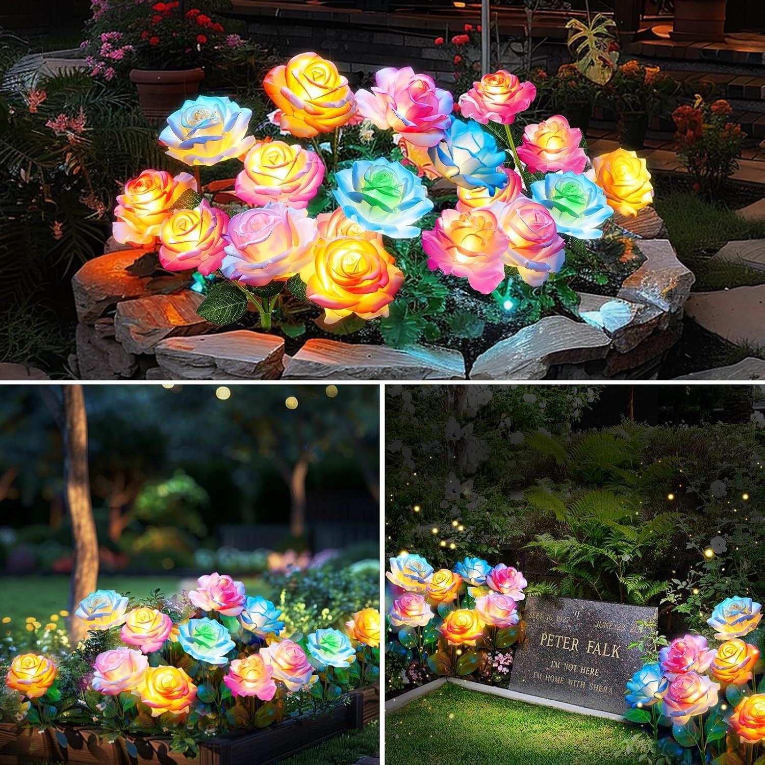 4-Pack Solar Rose Flower Lights – Color-Changing Waterproof Garden Stake Lights - Image 8