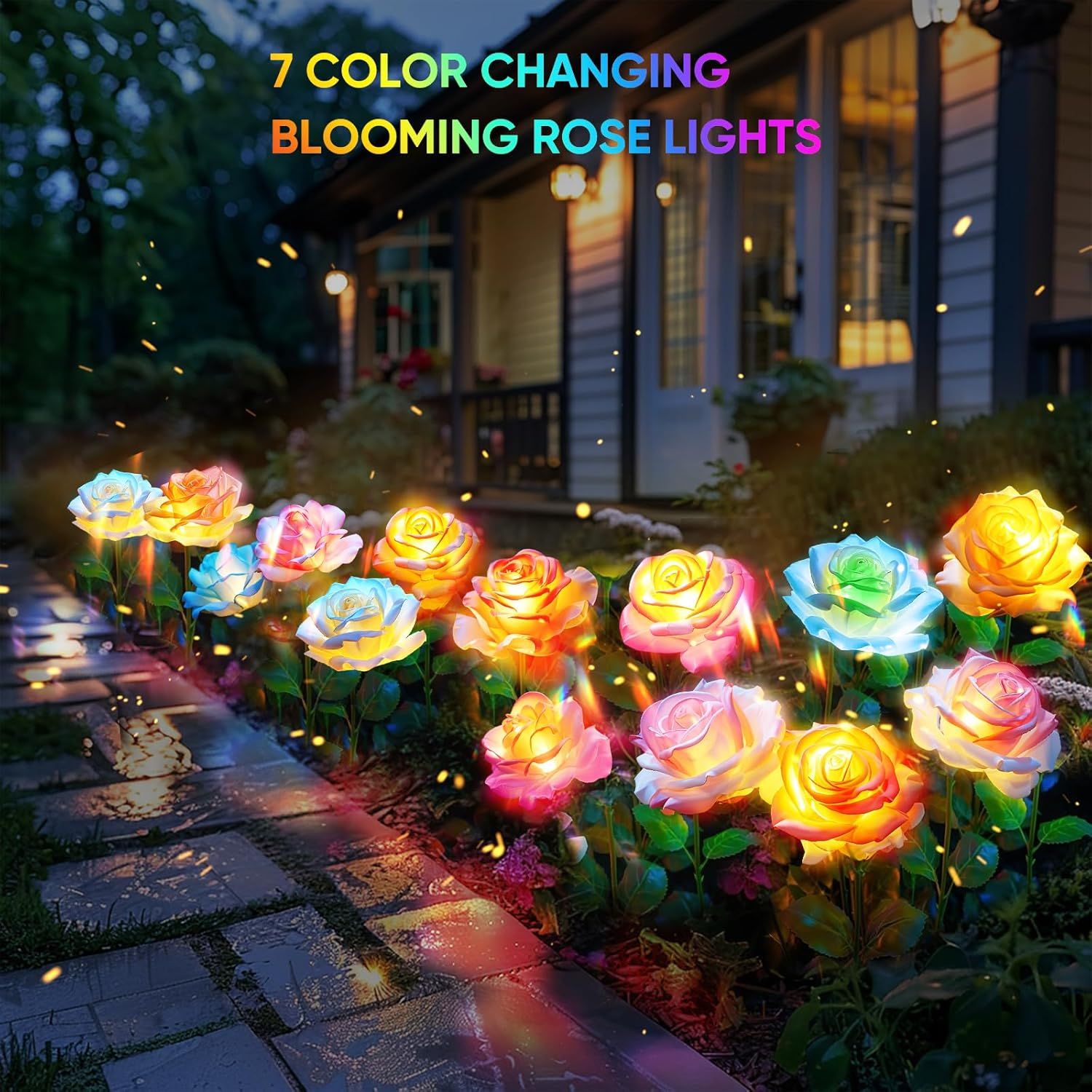 4-Pack Solar Rose Flower Lights – Color-Changing Waterproof Garden Stake Lights - Image 23