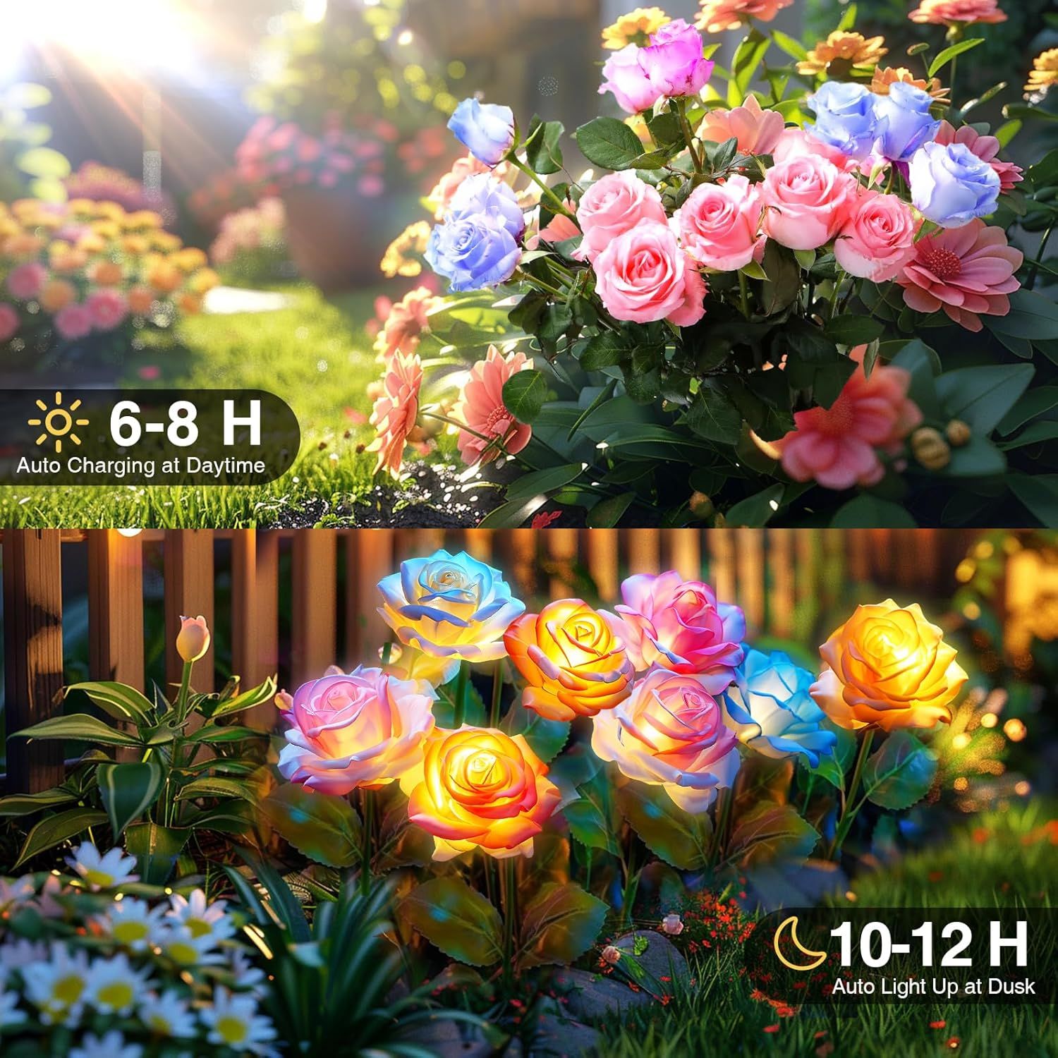 4-Pack Solar Rose Flower Lights – Color-Changing Waterproof Garden Stake Lights - Image 13