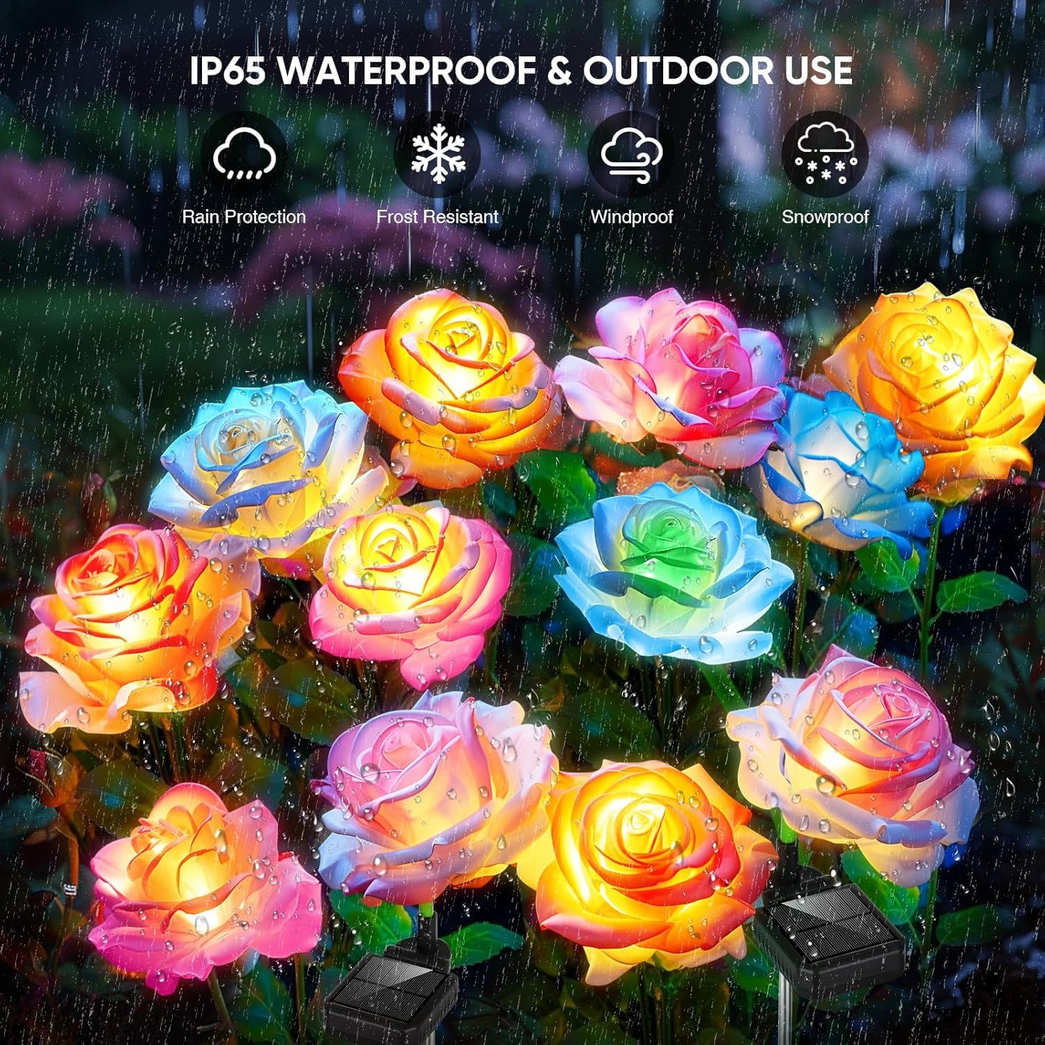 4-Pack Solar Rose Flower Lights – Color-Changing Waterproof Garden Stake Lights - Image 16