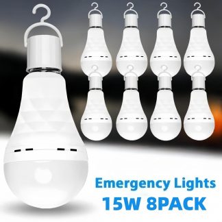 8PCS/4PCS Rechargeable LED Light Bulbs 80W Equivalent 1200mAh Battery Backup for Power Outages Emergency Use A19 Size E26/E27 Socket Portable Flashlight