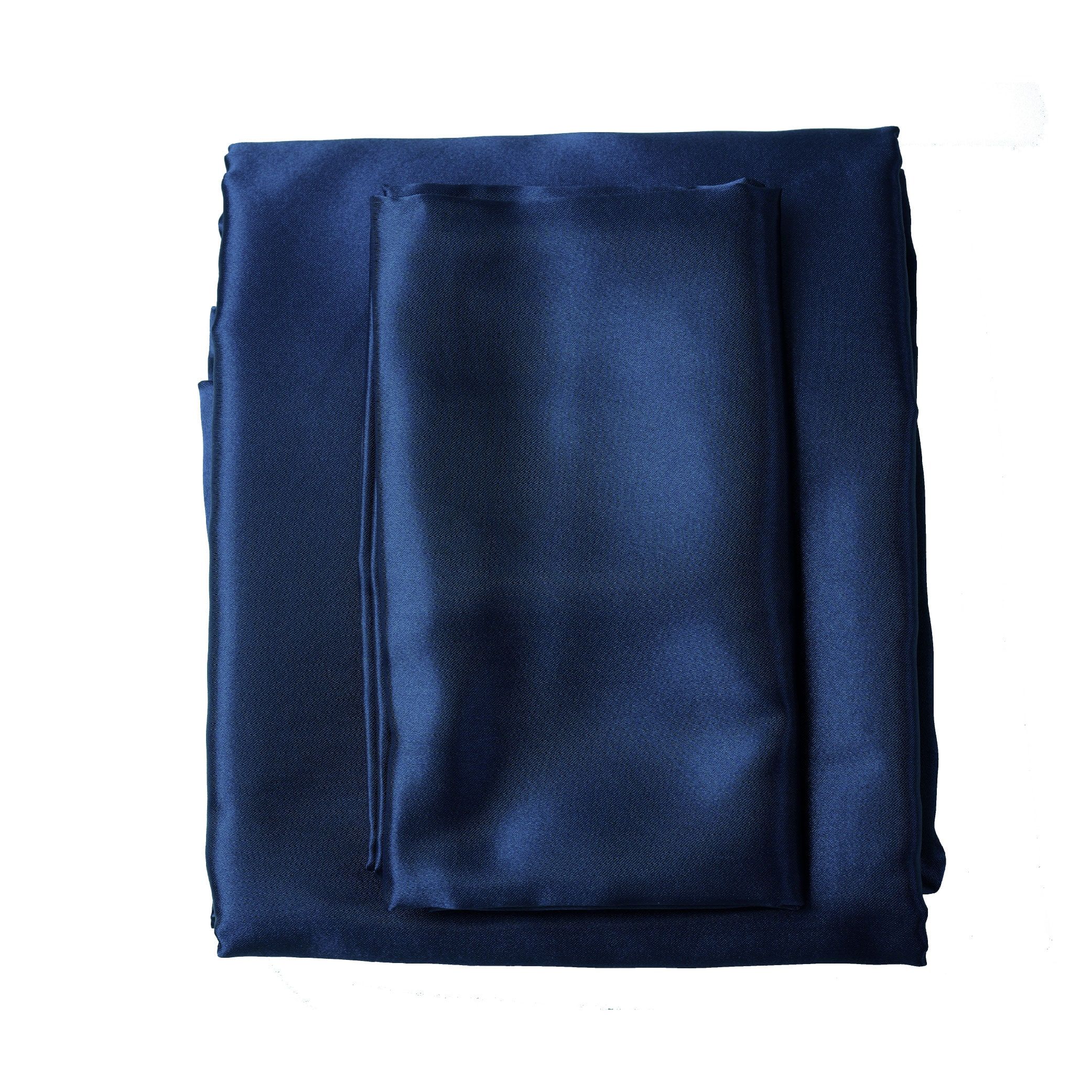 King Size Satin Bed Sheet Set – 4 Piece Silky Bedding Collection, Navy Blue - Image 13